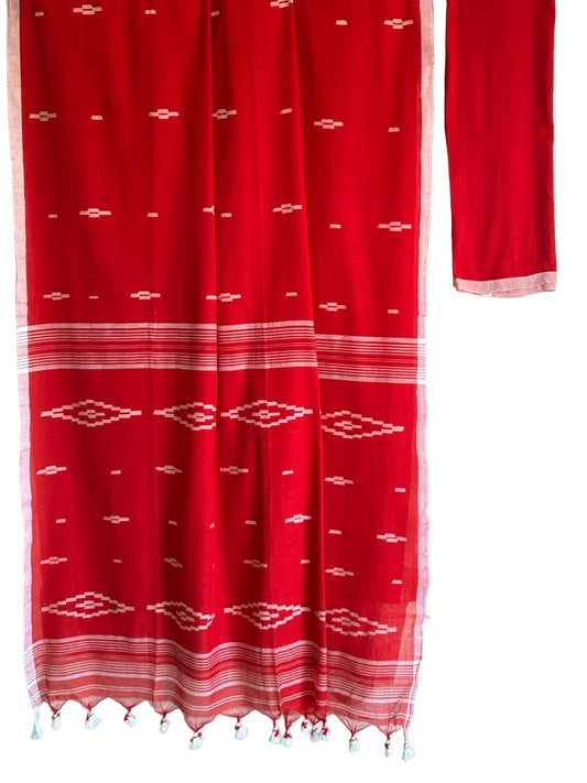Bengal Pure Cotton Bright Red Saree