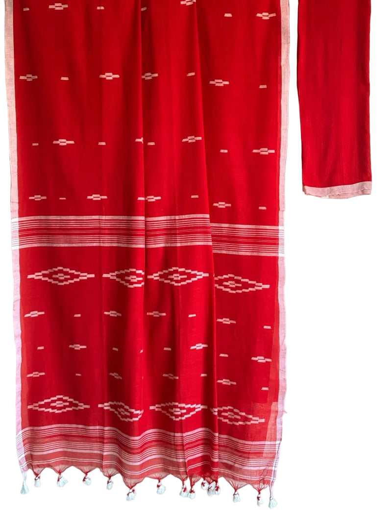 Bengal Pure Cotton Bright Red Saree