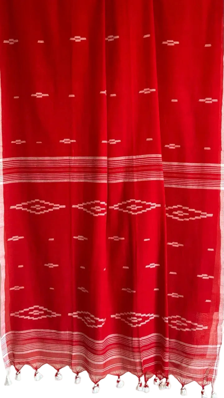 Bengal Pure Cotton Bright Red Saree