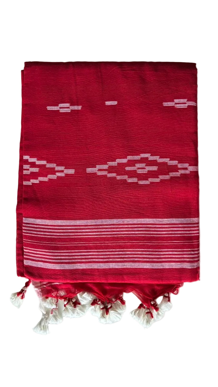 Bengal Pure Cotton Bright Red Saree