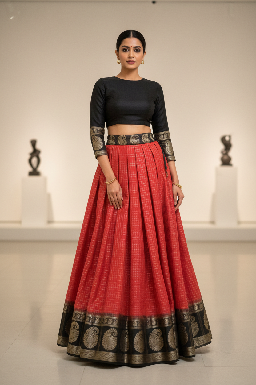 Saree Repurposed as Skirt — Fusion Fashion