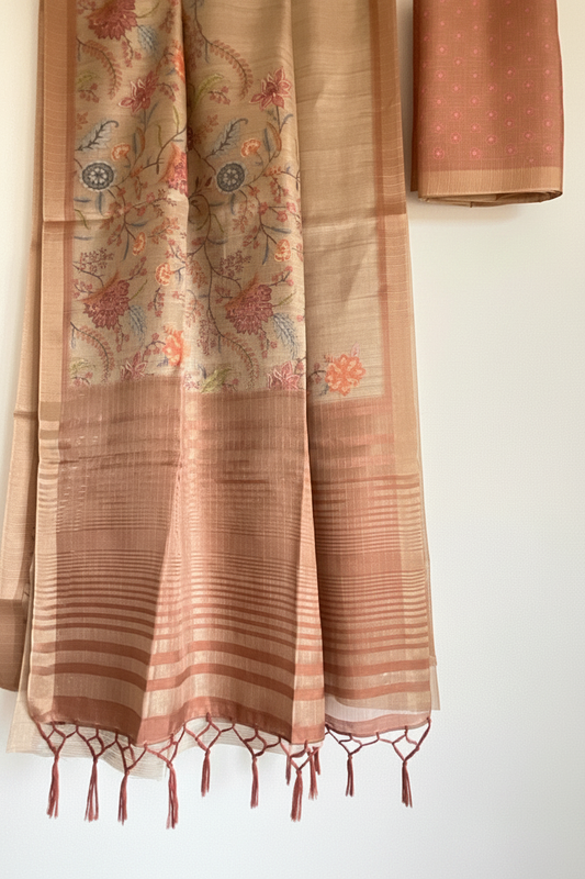 Saree with neatly folded blouse